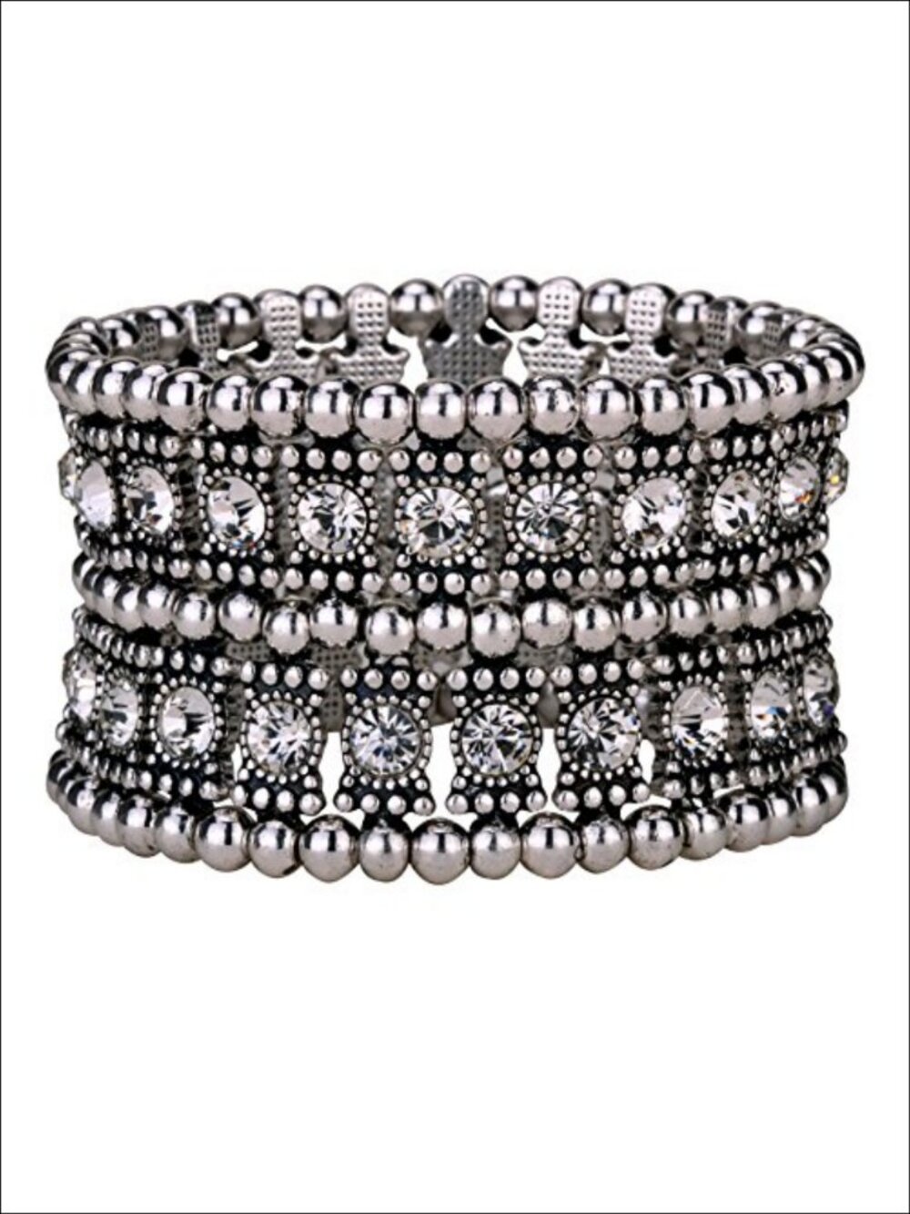 Multilayer Wide Stretch Cuff Bracelet Soft Elastic Band Lead Nickel Free